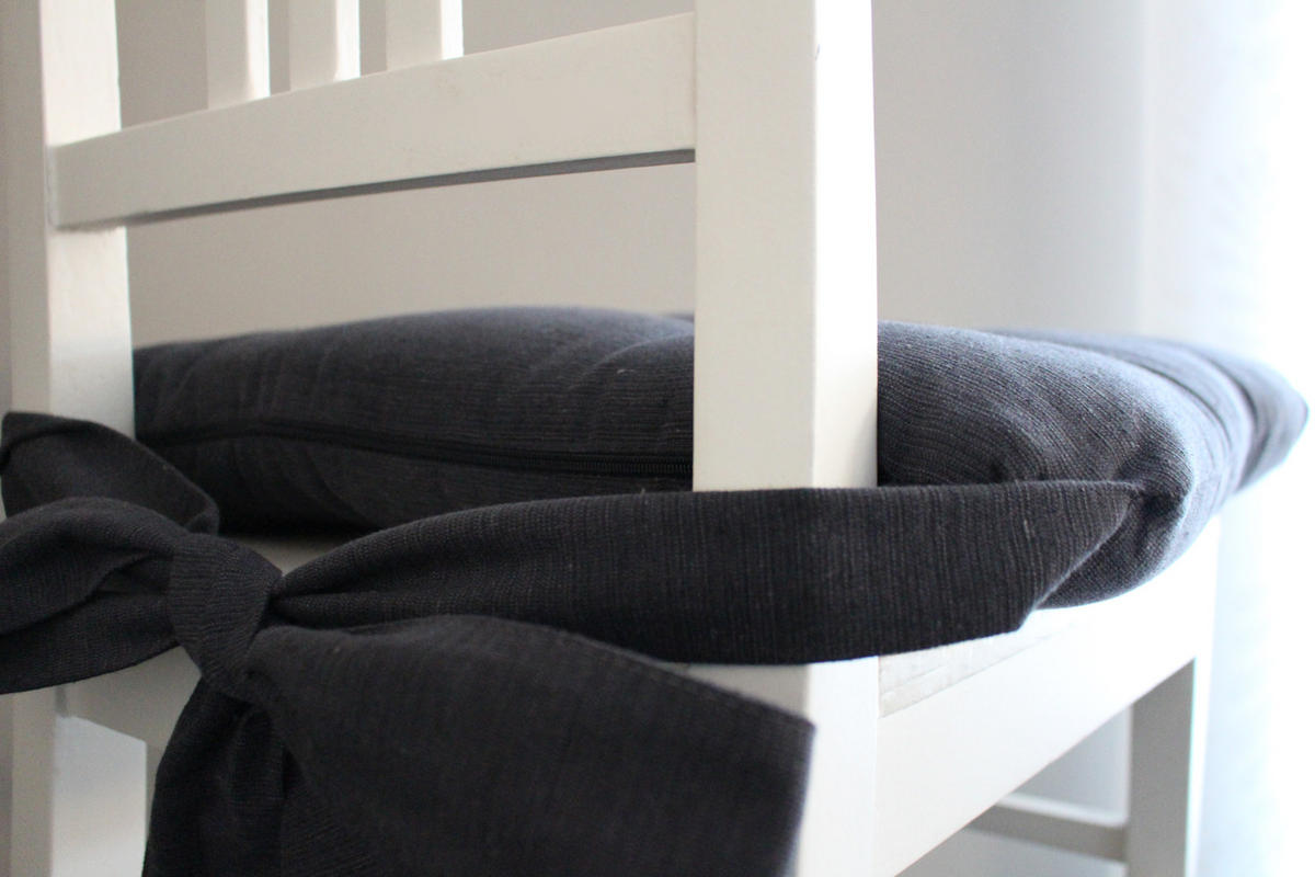 STUHLKISSEN Fino mit Schleifenband anthrazit 4er Set - Anthrazit, Textil (46/42/7cm) - Magma Heimtexx