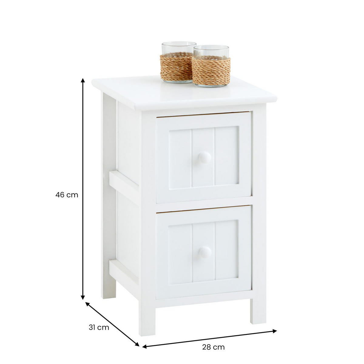 NACHTTISCH TREYA weiß - Weiß, Holz (28/46/31cm) - IDIMEX