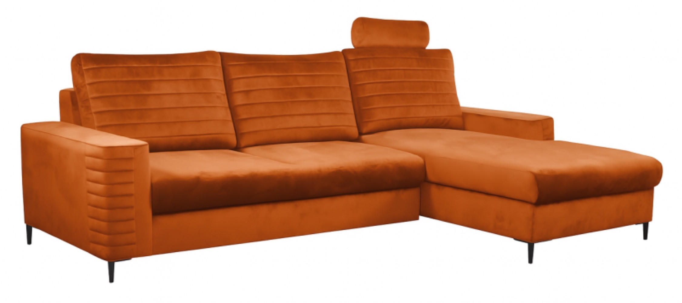 ECKSOFA Rostfarben OLI Ausziehbar Mit Kopfstütze Und Bettkasten Rechts - Kupferfarben, Textil (253/165cm) - Sepro Meble