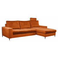 ECKSOFA Rostfarben OLI Ausziehbar Mit Kopfstütze Und Bettkasten Rechts - Kupferfarben, Textil (253/165cm) - Sepro Meble