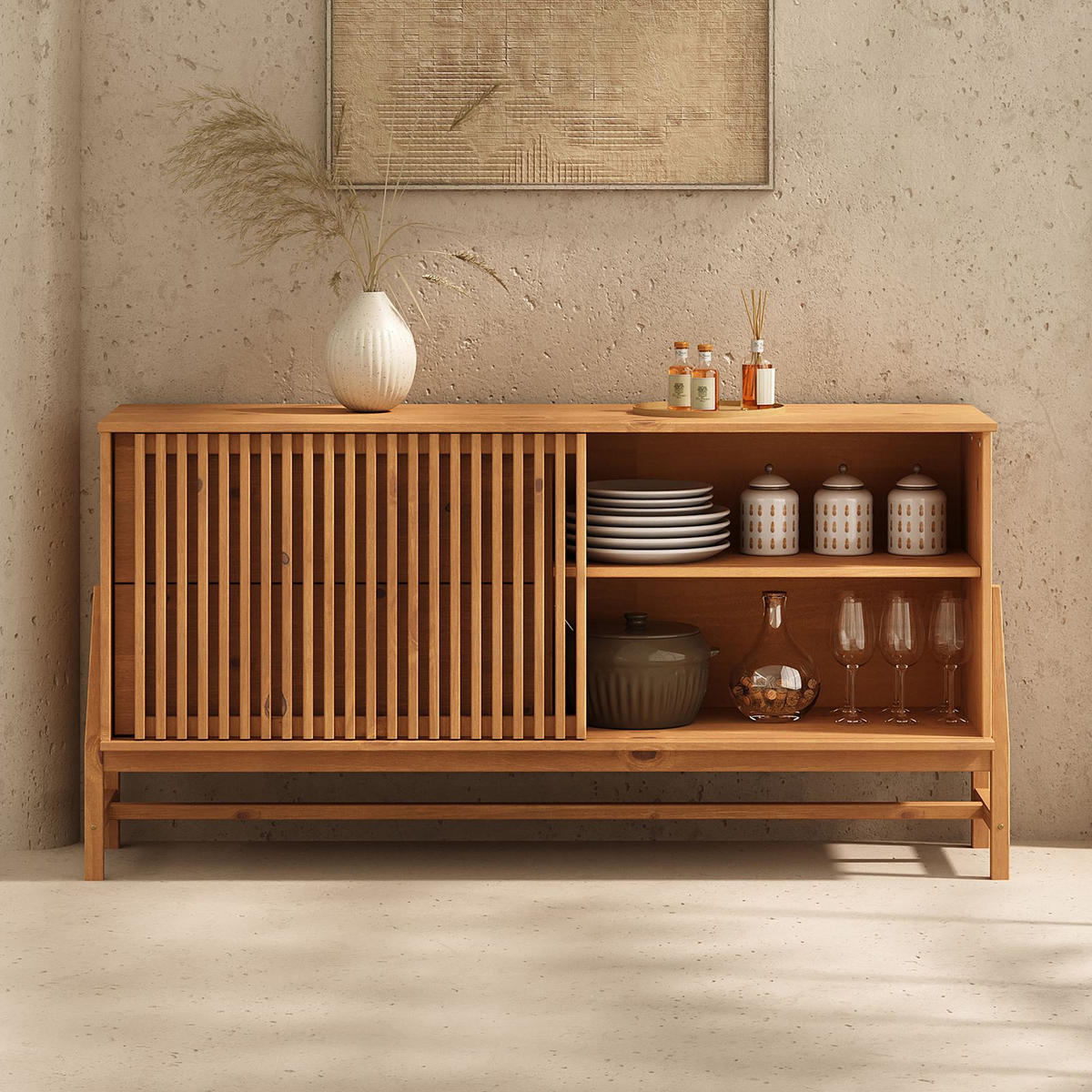 SIDEBOARD ADAMO Eiche - Eichefarben, Holz (145/75/41cm) - IDIMEX