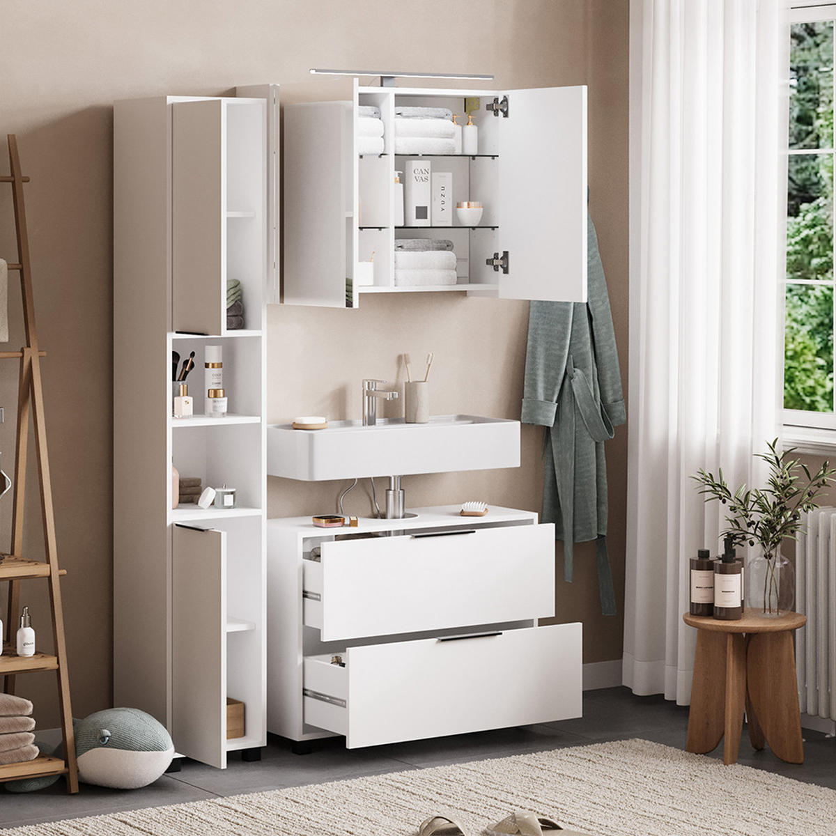 KOUPELNOVÝ NÁBYTEK Alina Bílá - bílá, kompozitní dřevo (80/60/30cm) - Vicco