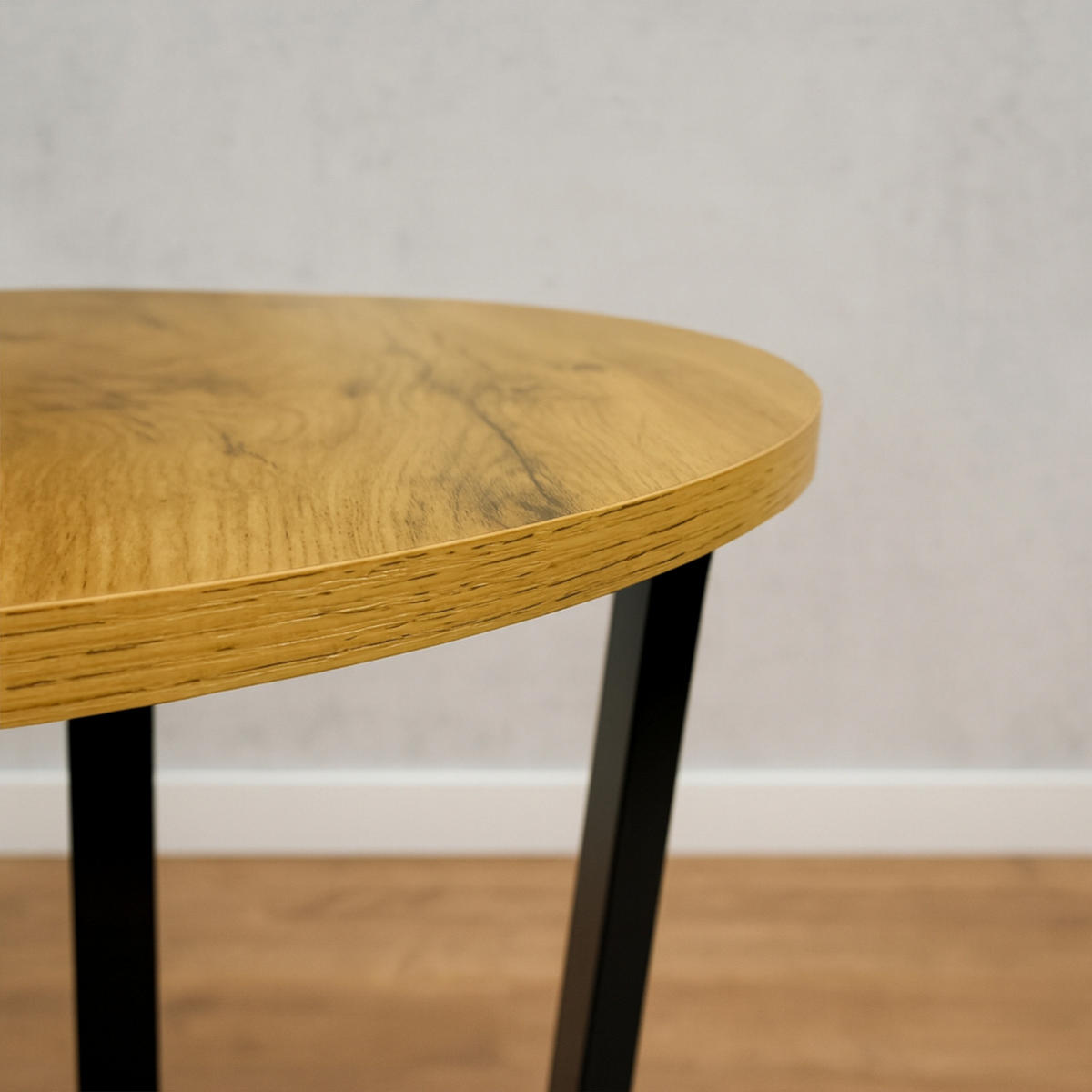 COUCHTISCH Holzoptik Metall Eichefarben Schwarz rund klein 46x52 cm - Eichefarben/Schwarz, Holzwerkstoff/Metall (46/46/52cm) - Begryf