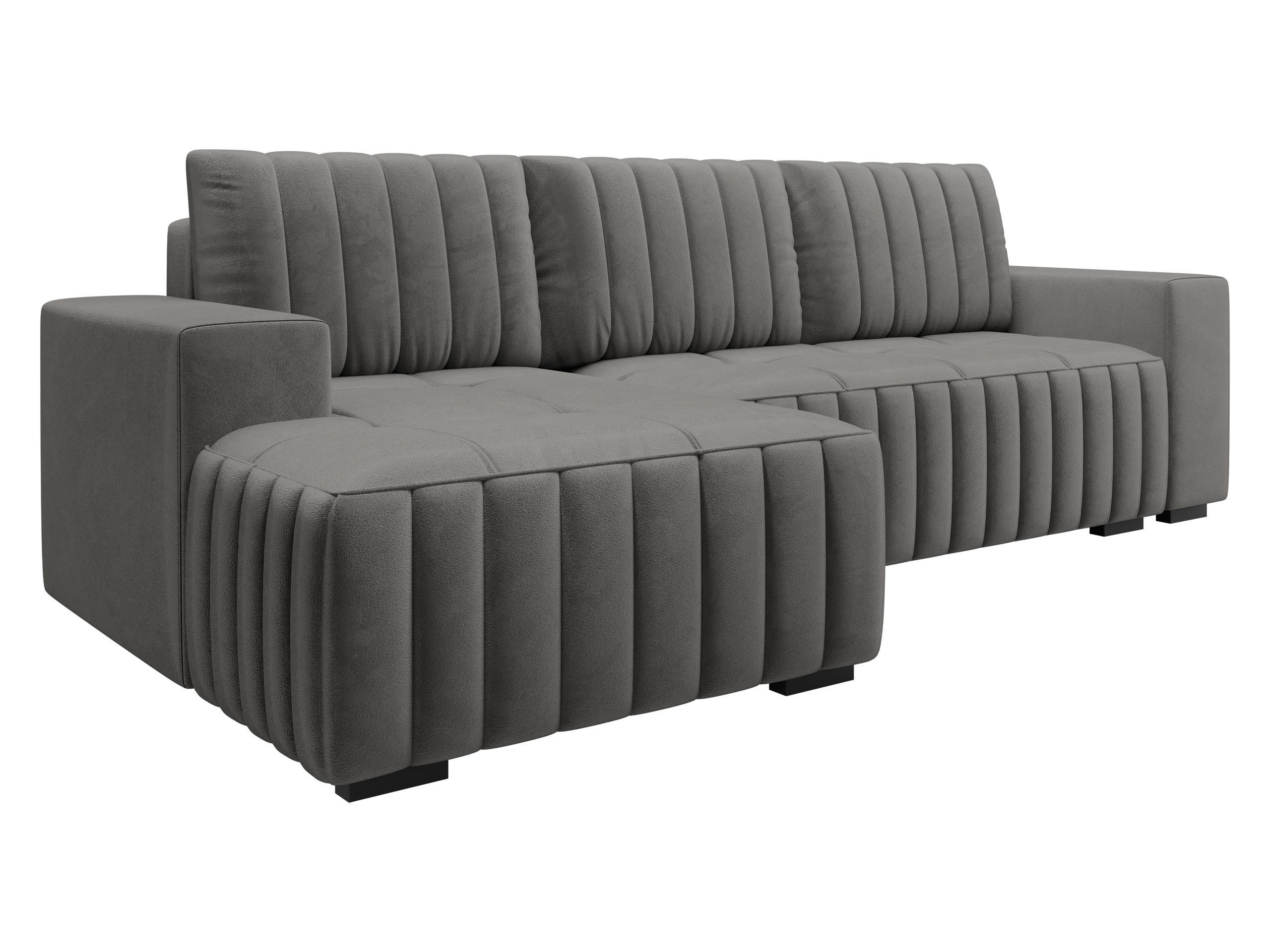 ECKSOFA Hugo, Seite: Links - Dunkelbraun/Grau, Holz/Textil (240/140cm)