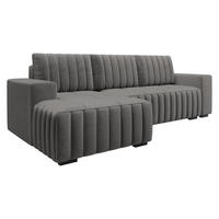 ECKSOFA Hugo, Seite: Links - Dunkelbraun/Grau, Holz/Textil (240/140cm)