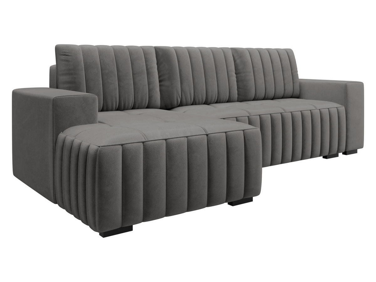 ECKSOFA Hugo, Seite: Links - Dunkelbraun/Grau, Holz/Textil (240/140cm)