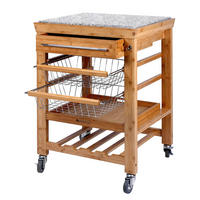SERVIERWAGEN Rolling Stone - Braun, Holz/Stein (64/92/54cm) - Butlers