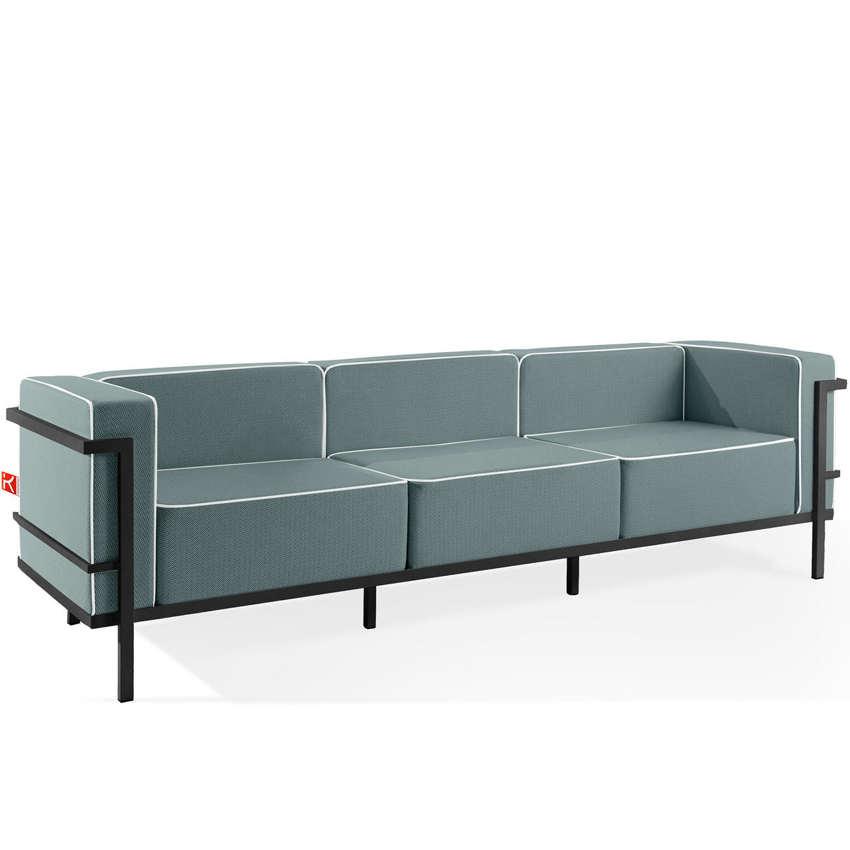 GARTENSOFA TRIGLO 3-Personen, Stahlrahmen, Modern, Dunkelgrau - Dunkelgrün/Dunkelgrau, Textil/Metall (229/70/69cm) - KONSIMO®