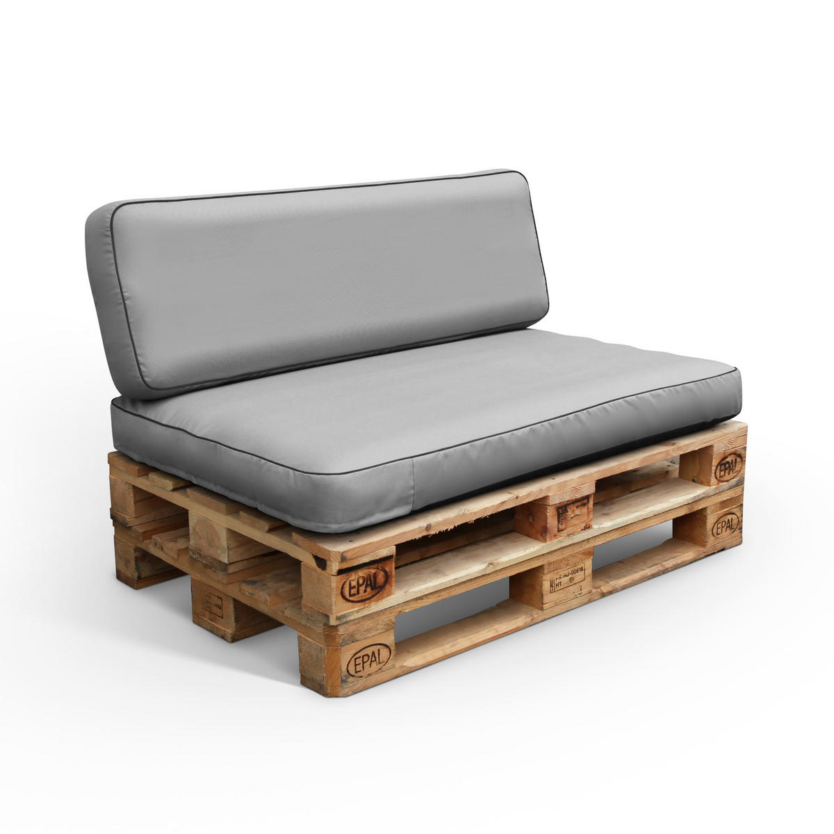 PALETTENKISSEN Set 2-tlg. ( Anthrazit ) - Indoor/Outdoor - 120x80x15 cm + 120x40x15cm - wasserabweisend ( Lotusblüteneffekt ) aufblasbares Innenkissen - Hellgrau, Textil (80/15/120cm) - Arsvita