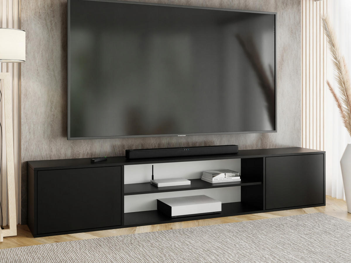 TV-LOWBOARD EDI 4 Schwarz – 2-türig - Schwarz, Holzwerkstoff (206.4/42/38.9cm)