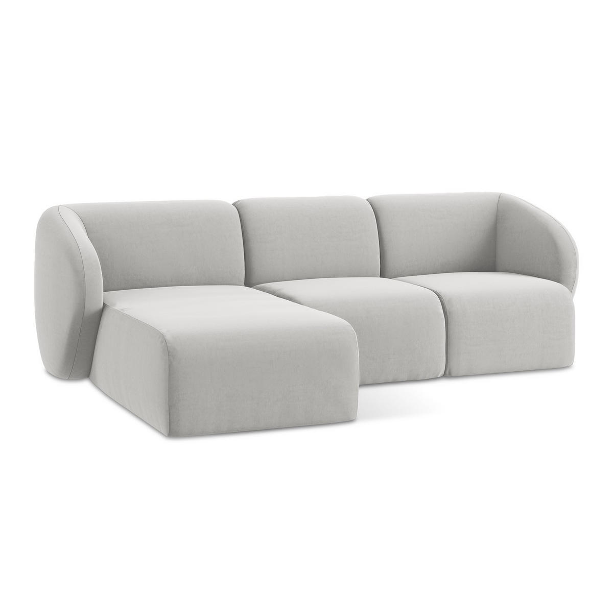 ECKSOFA Links Samt Stoff Grau - Silberfarben/Schwarz, Holzwerkstoff/Kunststoff (248/166cm) - LaMiaSofa