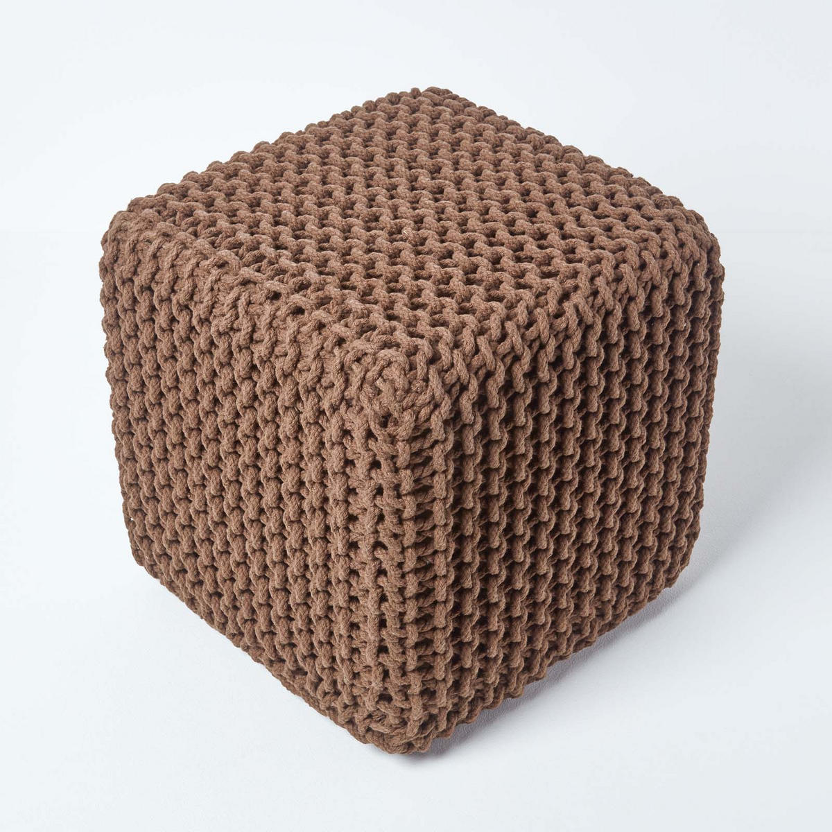 STRICK-POUF braun, Sitzwürfel 35/35/35 cm - Braun, Textil (35/35/35cm) - Homescapes