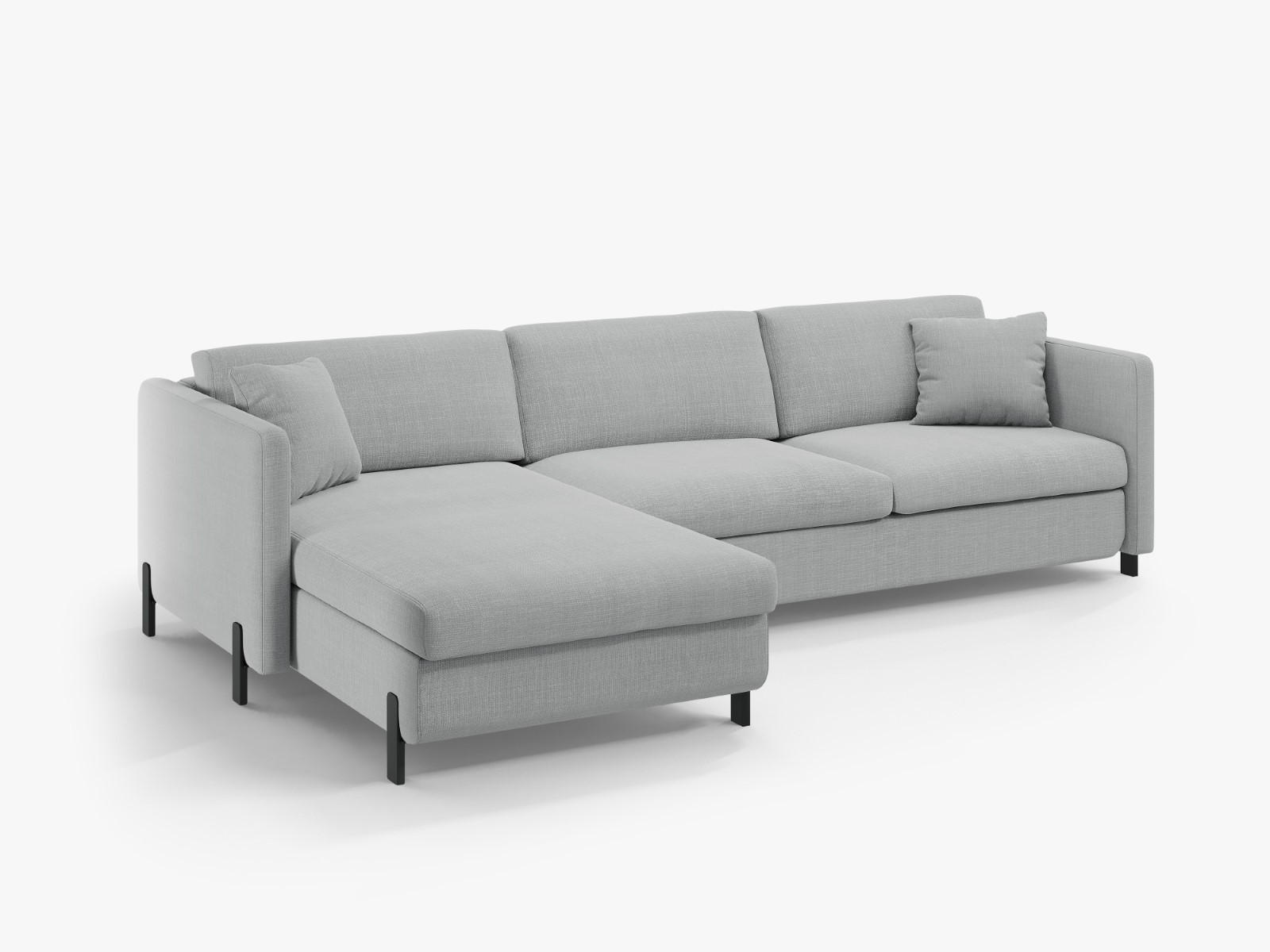 ECKSOFA ausklappbar links mit Container Gloria aus strukturiertem Stoff hellgrau 4 Sitzplätze - Hellgrau, Textil (260/170cm) - Micadoni