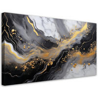 LEINWANDBILD Abstrakter Marmor Gold Schwarz 100x50cm - Schwarz, Textil (100/50cm) - Feeby