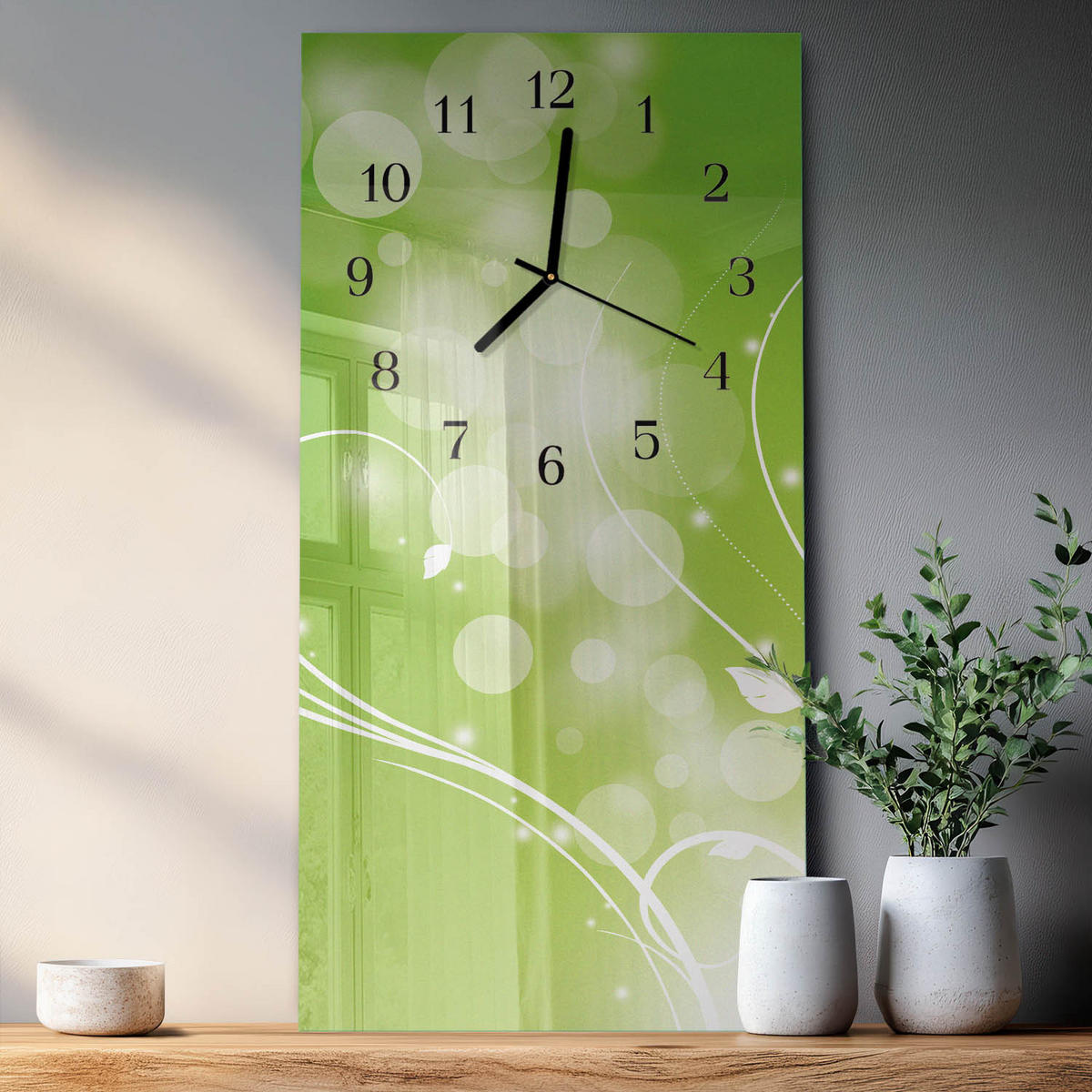 WANDUHR 60x30 cm - Kaffee - Grün, Glas (30/60/0.4cm) - TULUP