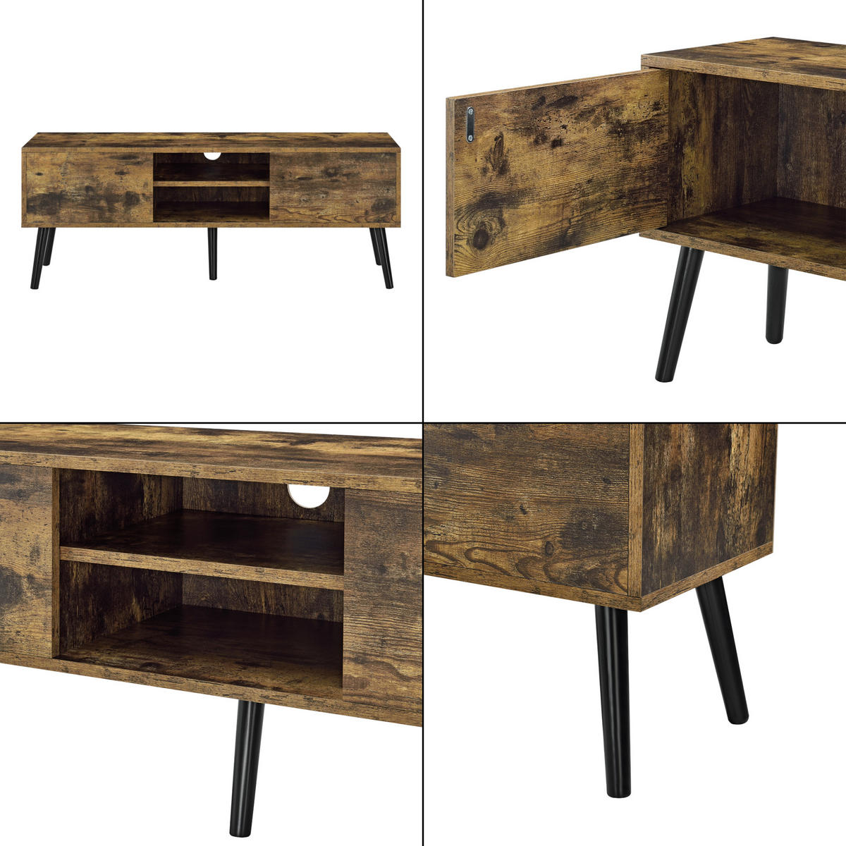 LOWBOARD Eskilstuna - Dunkelbraun, Holz/Holzwerkstoff (120/46.5/29.5cm) - [en.casa]