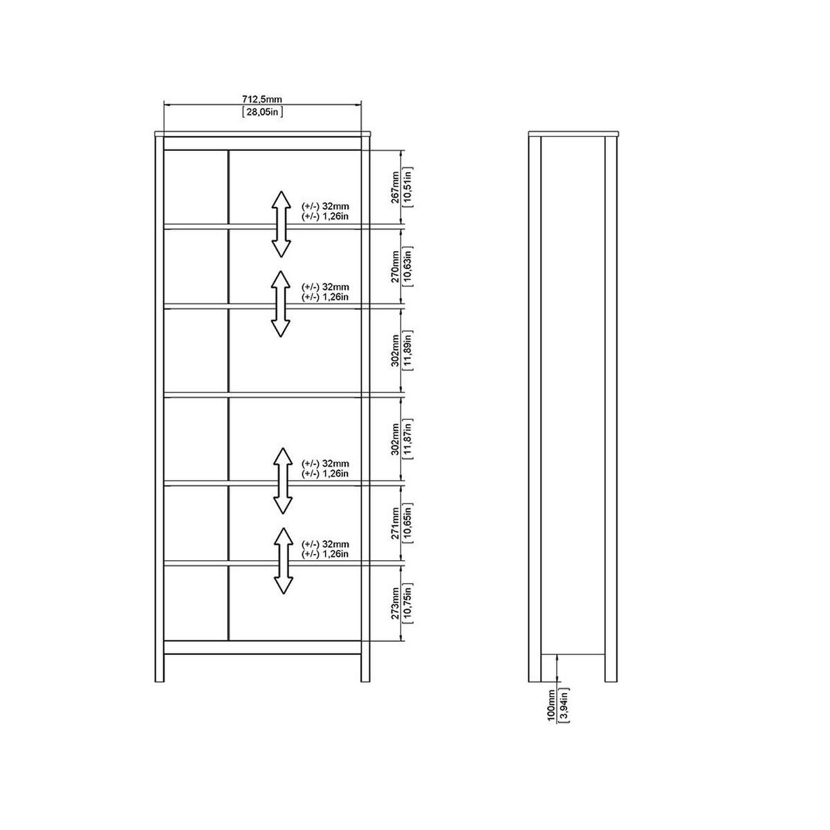 REGAL, Madrid, Eiche, Holzwerkstoff, 79 x 33 x 199 cm - Eichefarben, Holzwerkstoff (79/199/33cm) - ebuy24