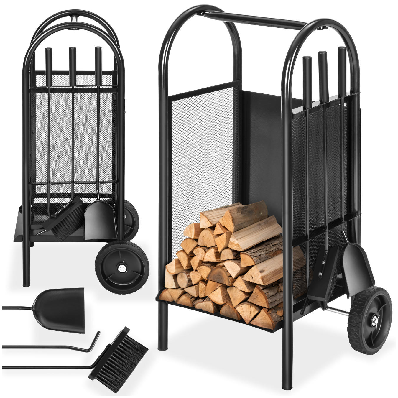 HOLZWAGEN ,42,5 x 38 x 80,5 cm,schwarz - Schwarz, Metall (38/80.5/42.5cm) - tectake
