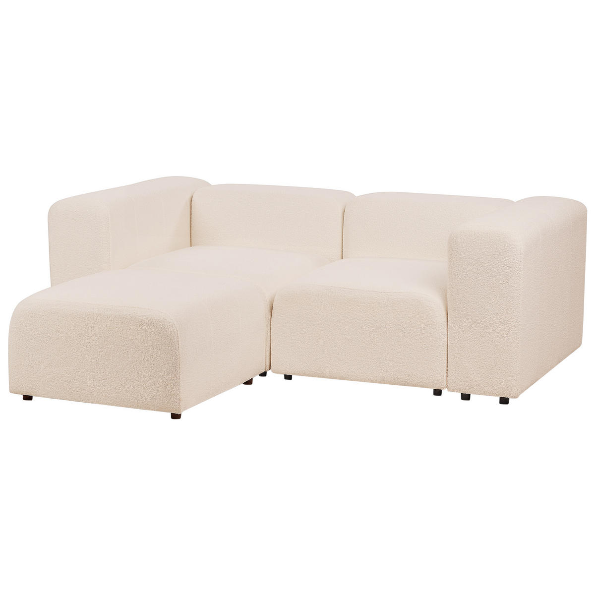 2-SITZER-SOFA Bouclé hellbeige mit Ottomane Falsterbo - Beige, Textil (204/70/105cm) - Beliani