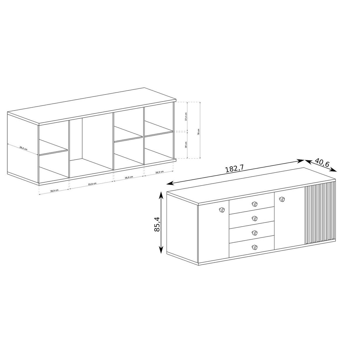 KOMMODE Cali C-20 182,7 x 85,4 x 40,6 cm Eiche Artisan - Eiche Artisan, Holzwerkstoff (182.7/85.4/40.6cm) - Koseto