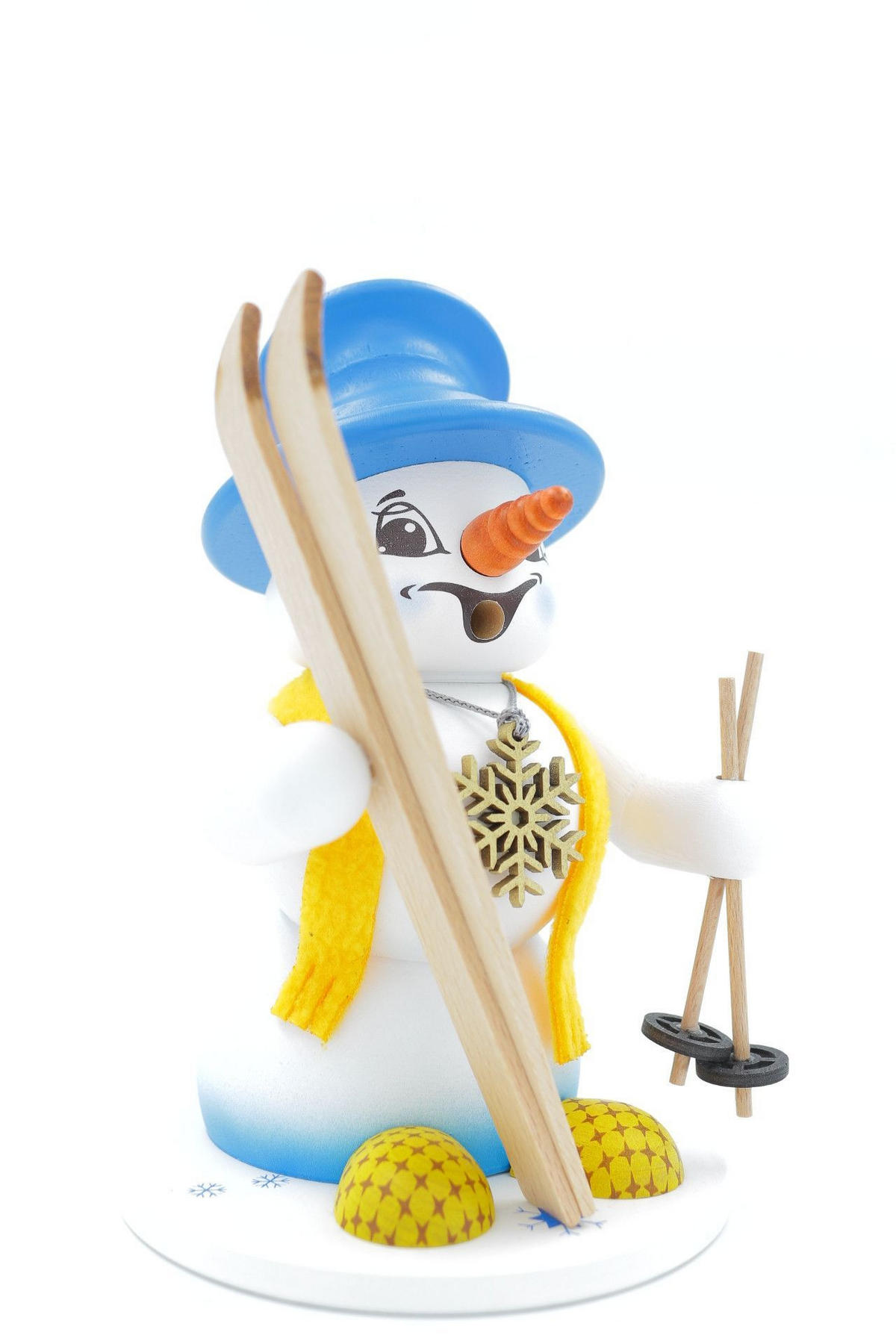 RAUCHFIGUR Schneemann Weiß Skifahrer 19 cm - Multicolor, Holz (15/19/0.1cm)