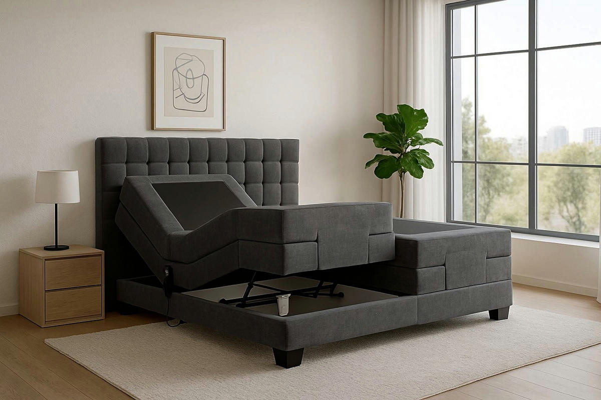 BOXSPRINGBETT Electra King 200x200 cm Dunkelgrau Velvet H3 - Dunkelgrau, Holz (200/200cm) - Labett