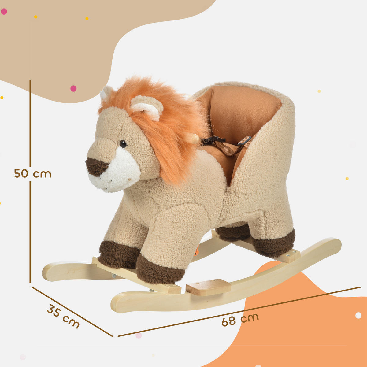 SCHAUKELPFERD DE-18225 Löwe, mit Musikfunktion Braun - Braun, Holzwerkstoff (35/50/68cm) - ComfortXL