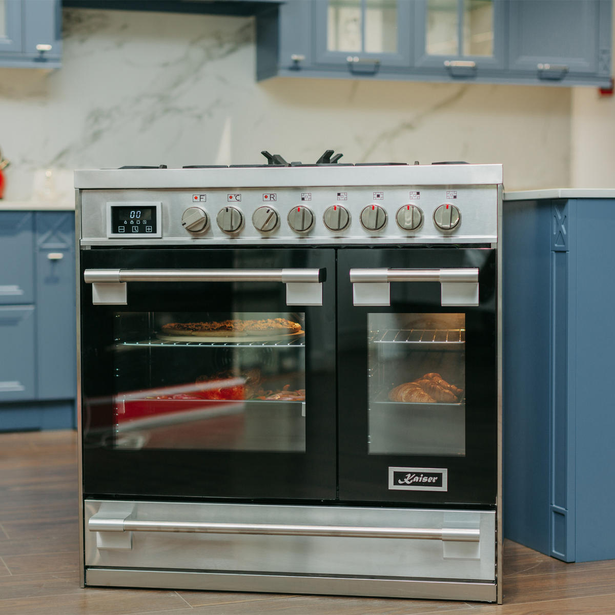 GAS-ELEKTRO-STANDHERD HGE 93201 R Edelstahl - Edelstahlfarben, Metall (90/90/60cm) - Kaiser Küchengeräte