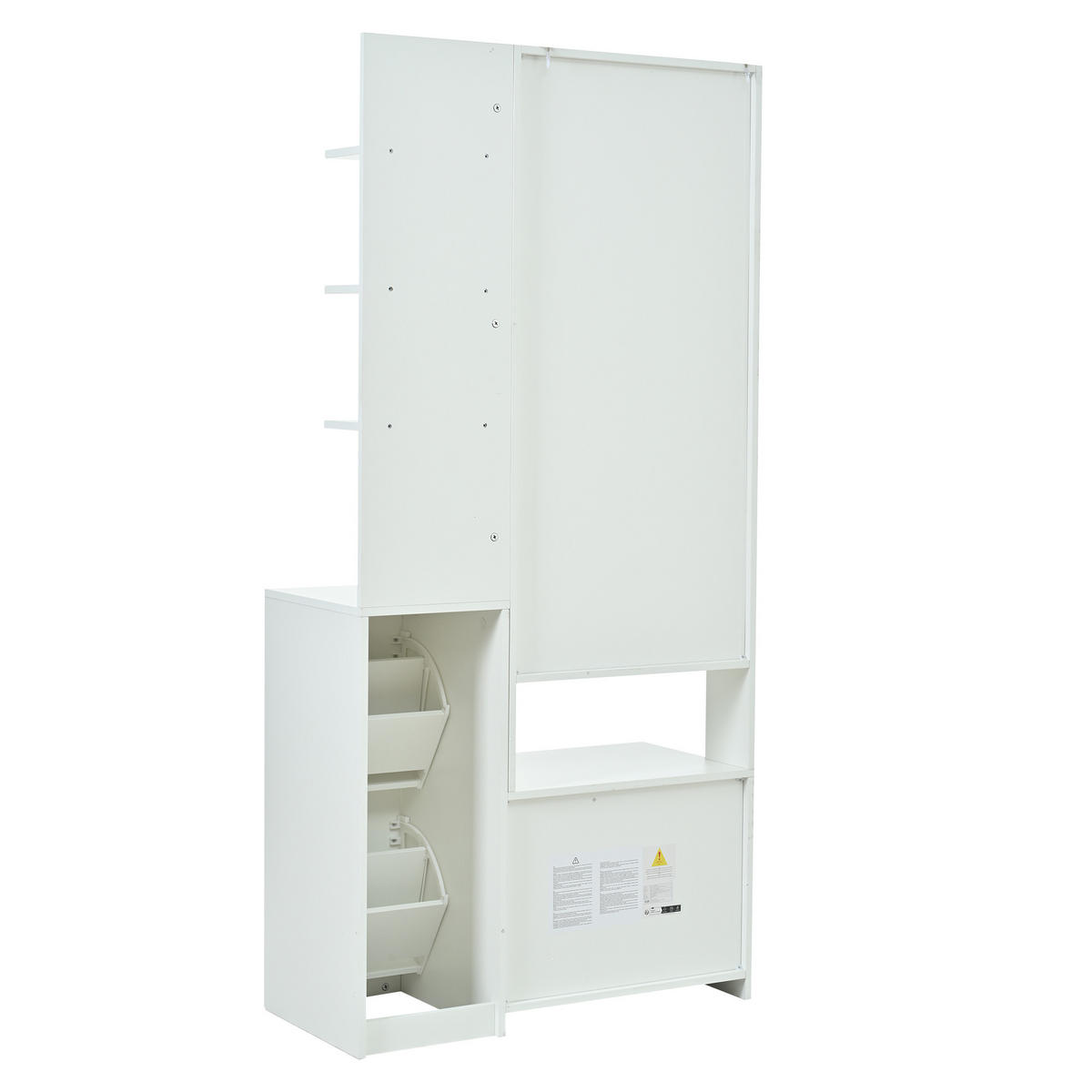HOCHSCHRANK Spiegel Schuhschrank 2 Türen 5 Ablagen Weiß - Weiß, Holzwerkstoff (85/180/40cm) - FLIEKS