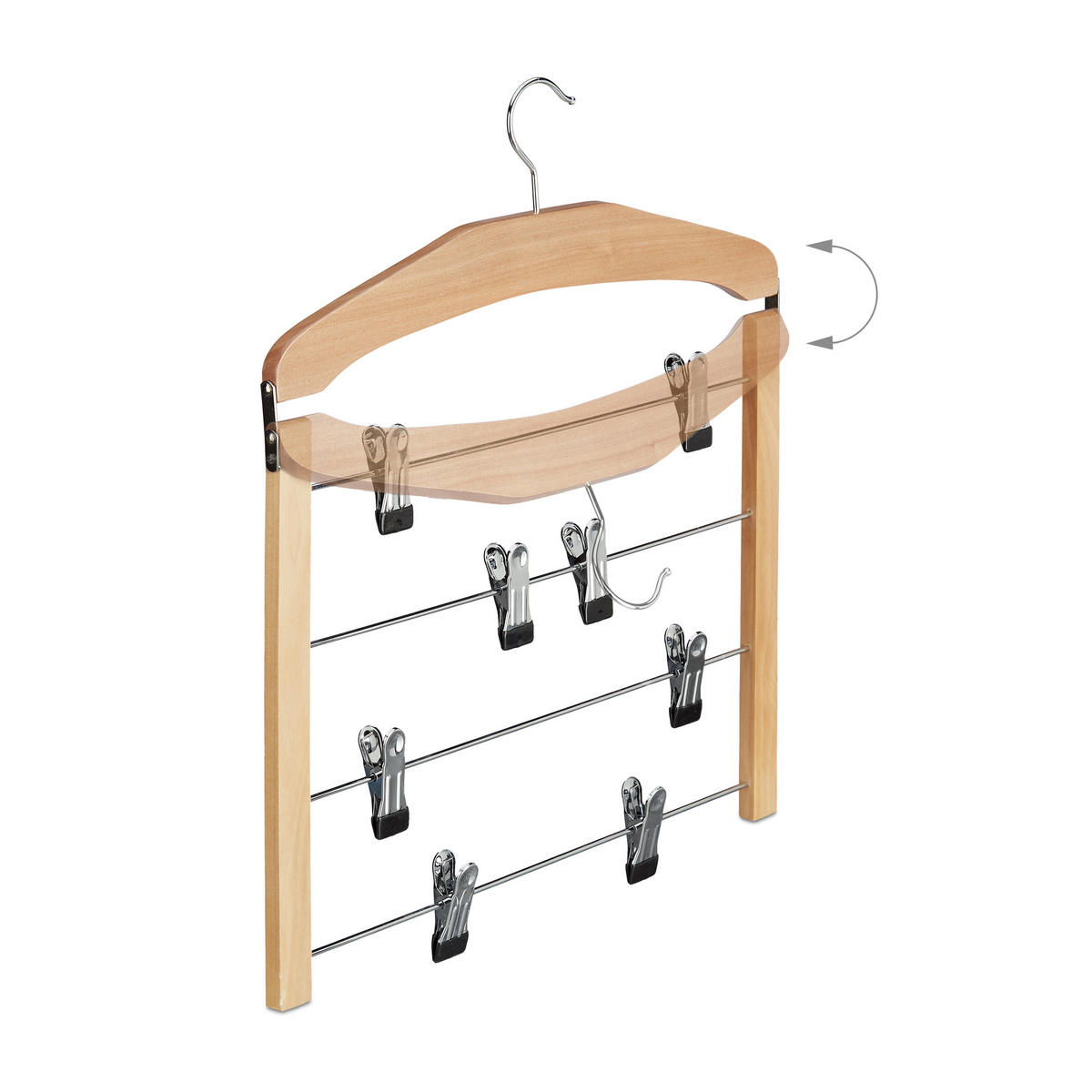 SÚPRAVA vešiakov na sukne - svetlohnedá, kov/drevo (39/45.5/2.5cm) - Relaxdays