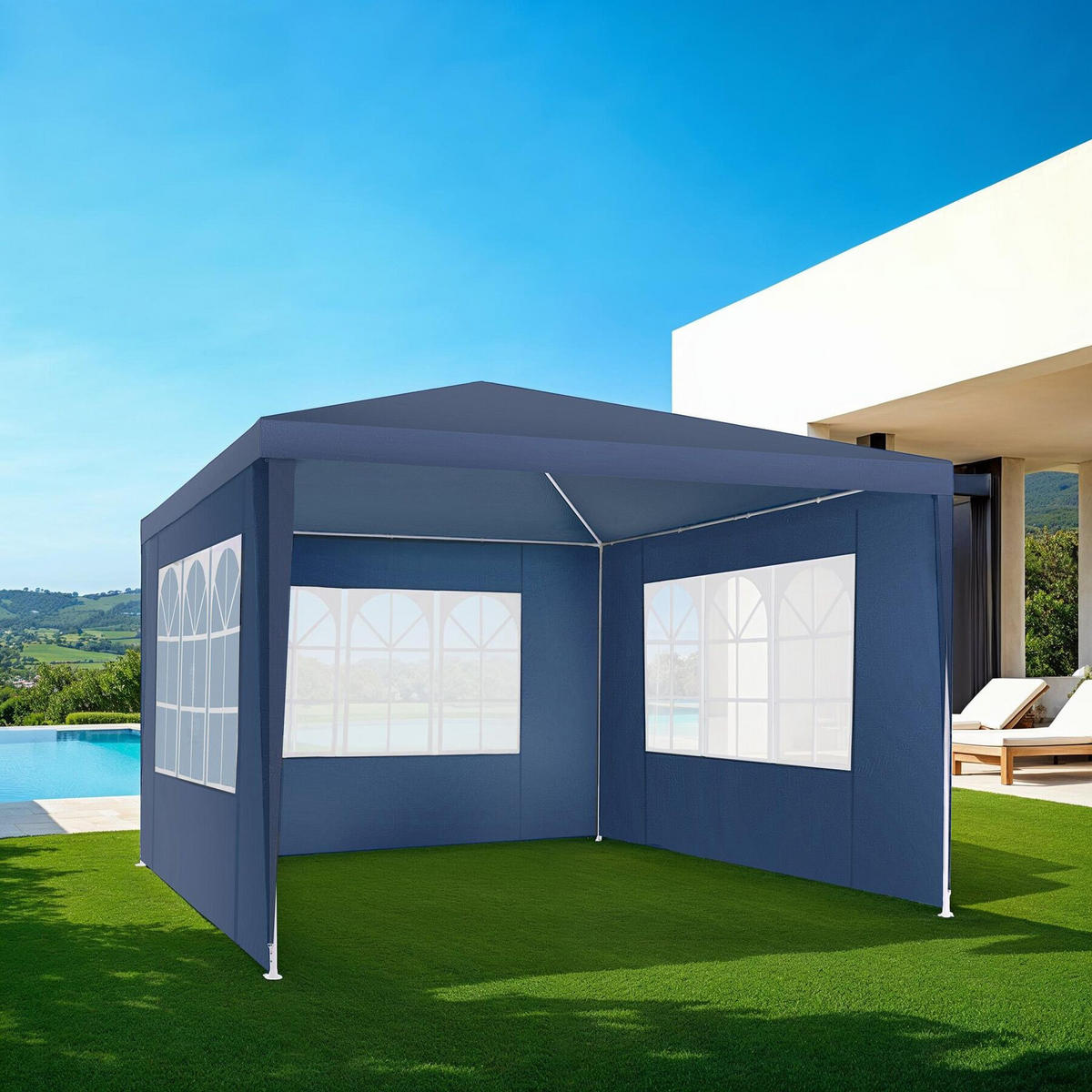 PAVILLON Barinas,wasserdicht,blau - Blau, Kunststoff (300/250/300cm) - tectake
