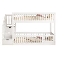 ETAGENBETT mit Stauraumtreppe 90x200 cm Massivholz Weiß - Weiß, Holzwerkstoff (90/200cm) - Beauniv