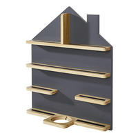 REGAL FÜR HÖRFIGUREN - Kiefer / Grau - Braun, Holz/Holzwerkstoff (50/60/15cm) - home24