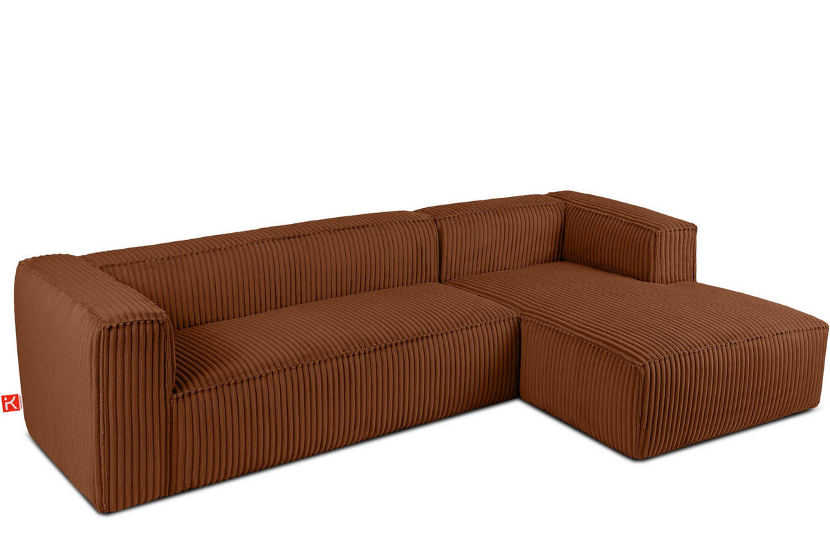 ECKSOFA-RECHTS FEROX Modern, Cord-Stoff, rot - Rot, Textil (305/175cm) - KONSIMO®