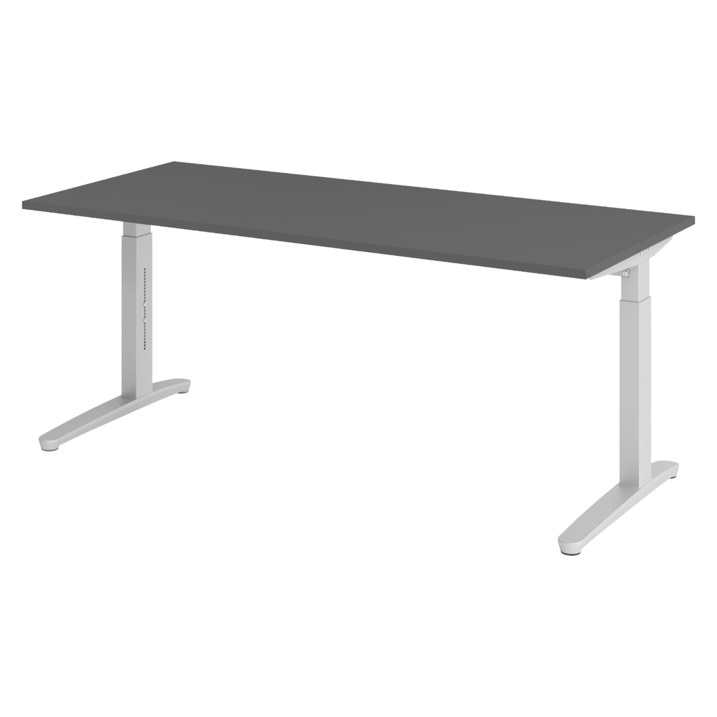 SCHREIBTISCH Serie-XB 80/180/74 cm in Graphitfarben/Silberfarben - Silberfarben/Graphitfarben, Holzwerkstoff (80/180/74cm) - bümö