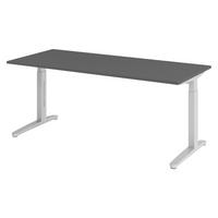 SCHREIBTISCH Serie-XB 80/180/74 cm in Graphitfarben/Silberfarben - Silberfarben/Graphitfarben, Holzwerkstoff (80/180/74cm) - bümö