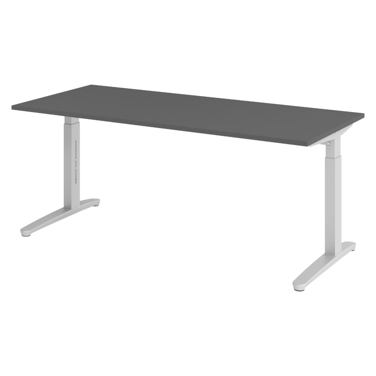 SCHREIBTISCH Serie-XB 80/180/74 cm in Graphitfarben/Silberfarben - Silberfarben/Graphitfarben, Holzwerkstoff (80/180/74cm) - bümö