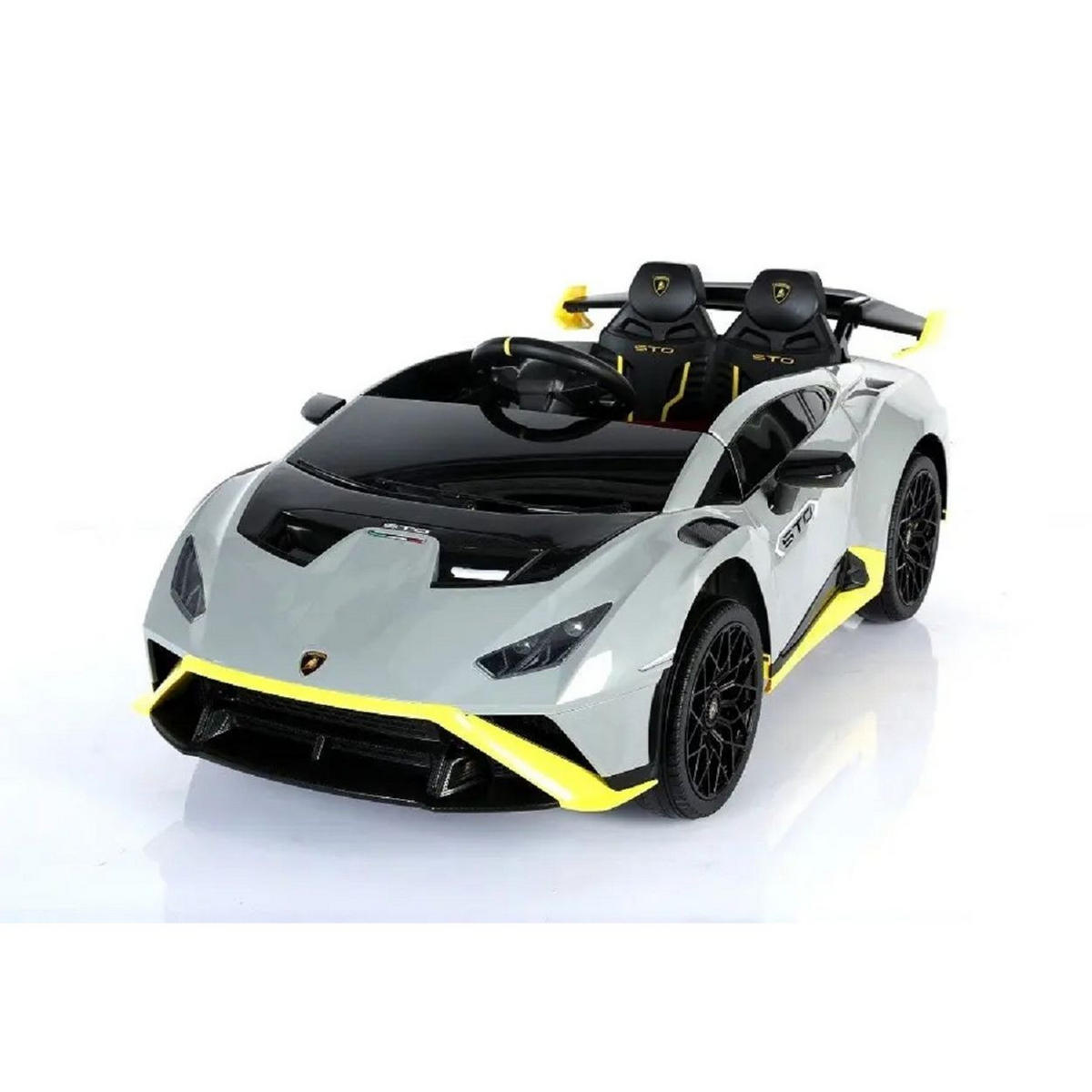 KINDER ELEKTROAUTO Lamborghini Huracan STO hellgrau EVA-Reifen, Kunstledersitz, lizenziert, 24V Akku, Fernbedienung - Grau, Kunststoff (117/69/43cm) - Es-Toys