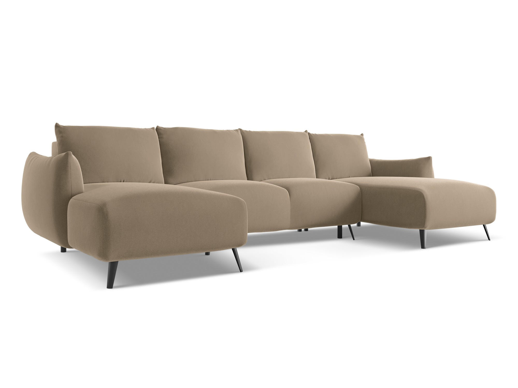 WOHNLANDSCHAFT Samt Stoff Beige - Beige/Creme, Textil/Metall (317/86/162cm) - Makamii