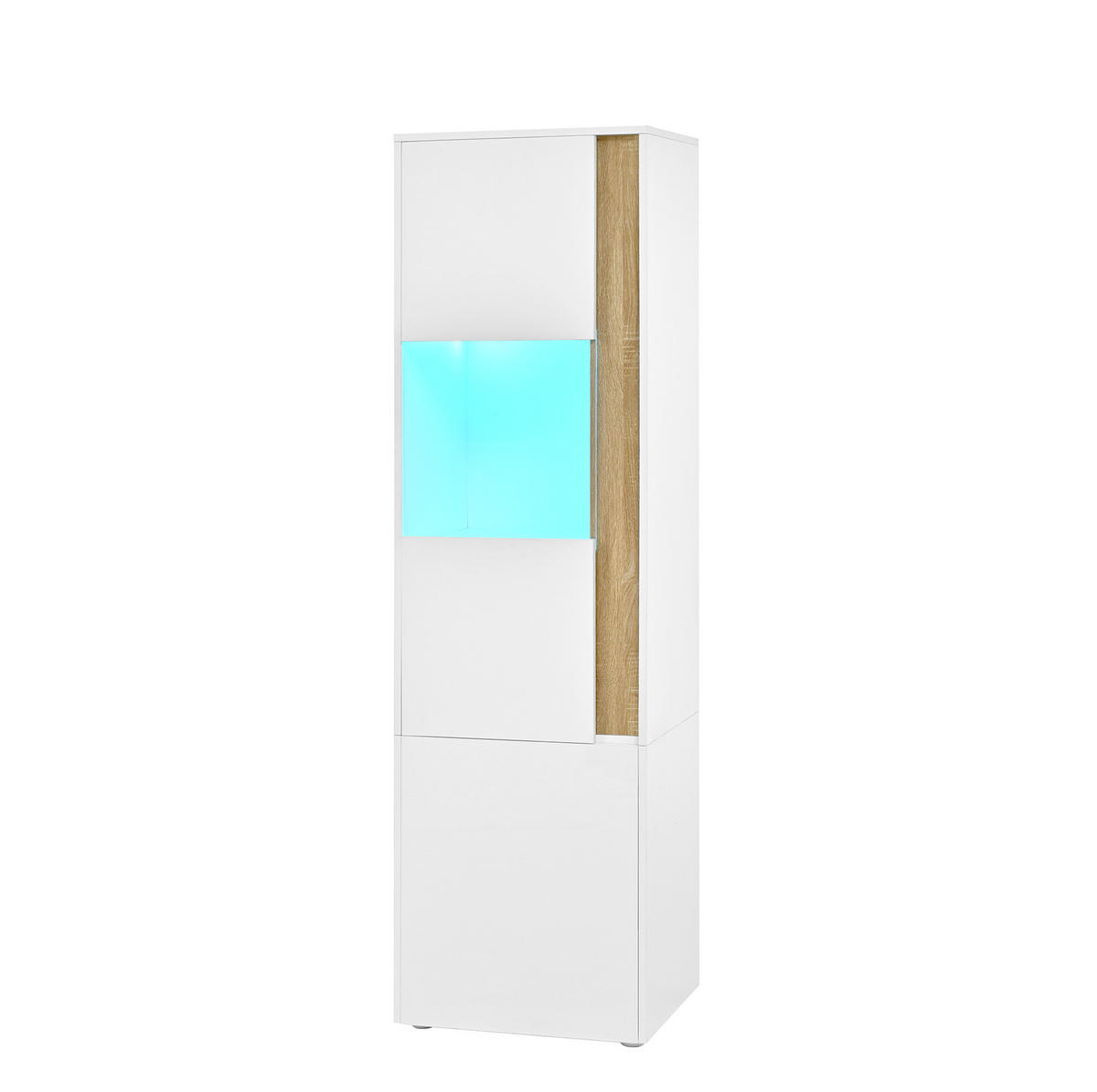 VITRINE 50/40/179 cm aus Spanplatte und Acryl mit LED-Beleuchtung Weiß/Natur - Naturfarben, Holzwerkstoff (50/179/40cm) - Modenvie