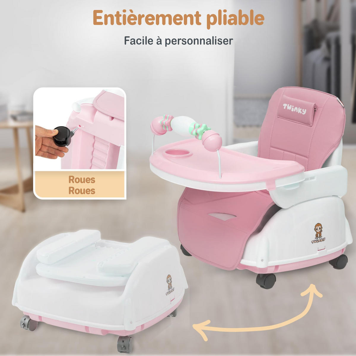 HOCHSTUHL 2-in-1-Kinderwagen Set Rosa - Pink, Kunststoff (54/95/52cm) - Twinky