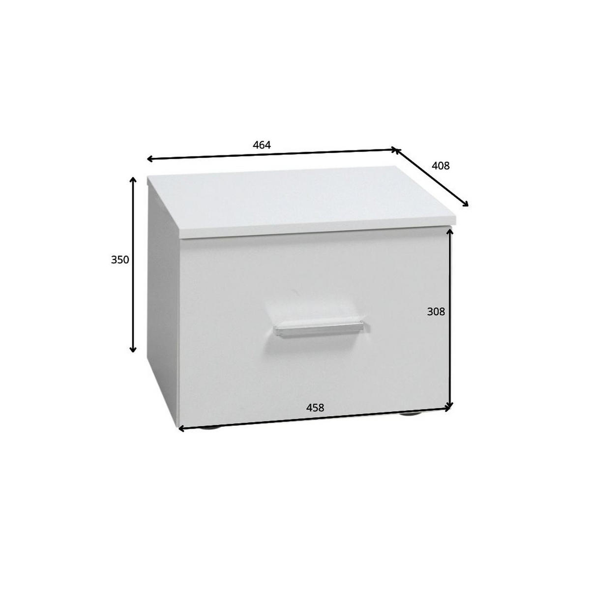 NACHTTISCH Weiß Hochglanz 47/35/41 - Weiß Hochglanz, Holzwerkstoff (47/35/41cm) - RAUMHIRSCH FURNITURE