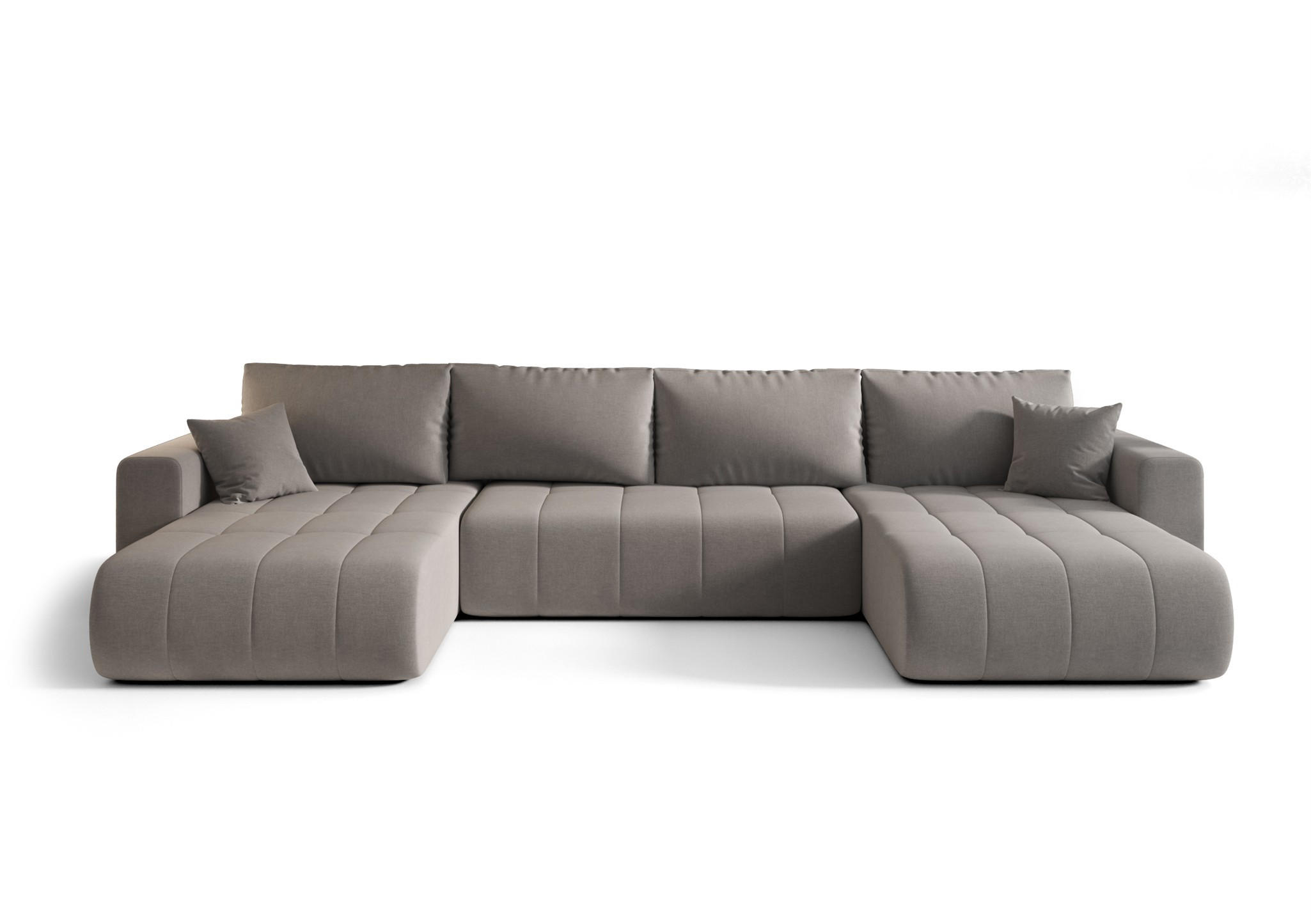 WOHNLANDSCHAFT Camila In Wind - Grau, Holzwerkstoff/Textil (384/85/175cm) - Fun Möbel