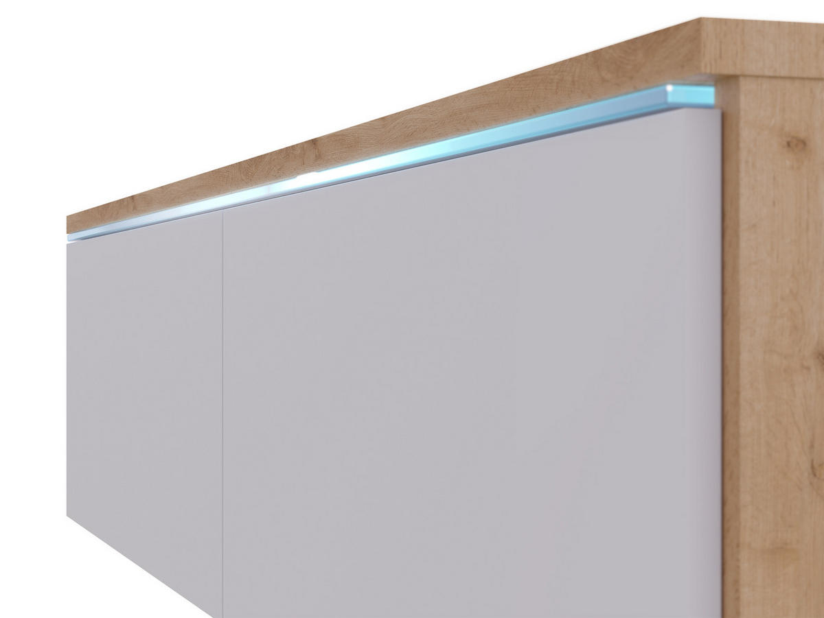 TV-LOWBOARD D180 mit weißer LED Beleuchtung - Silberfarben/Multicolor, Holzwerkstoff/Kunststoff (180/30/33cm) - MIRJAN24