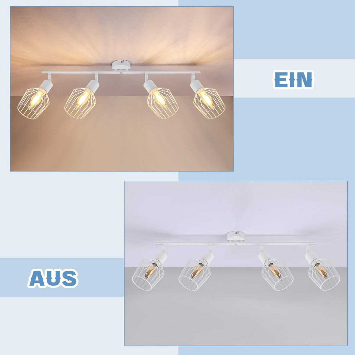 STRAHLER Franziska 4-flammig 75/24/10 cm - Weiß, Metall (75/24/10cm) - Nettlife