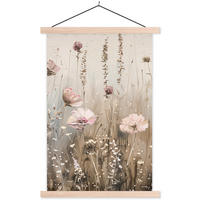 POSTER Blumen - Rosa - Modern - Beige 60x90 cm - Beige, Textil (60/90/0.15cm) - MuchoWow