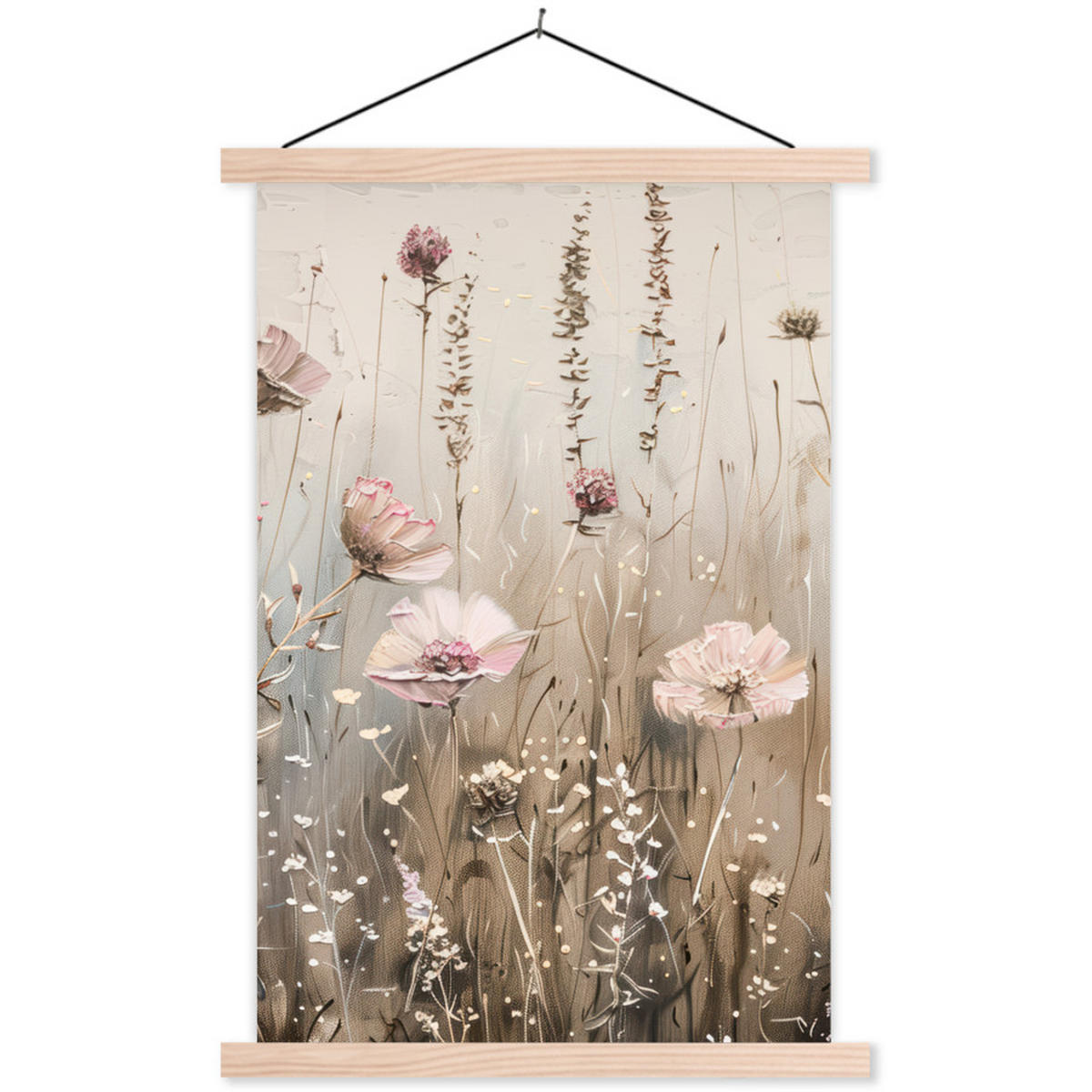 POSTER Blumen - Rosa - Modern - Beige 60x90 cm - Beige, Textil (60/90/0.15cm) - MuchoWow