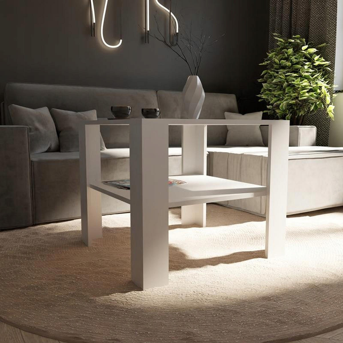 COUCHTISCH HOCH EX3 Weiß 68/68/60 cm - Weiß, Holzwerkstoff (68/68/60cm) - Matkam Möbel