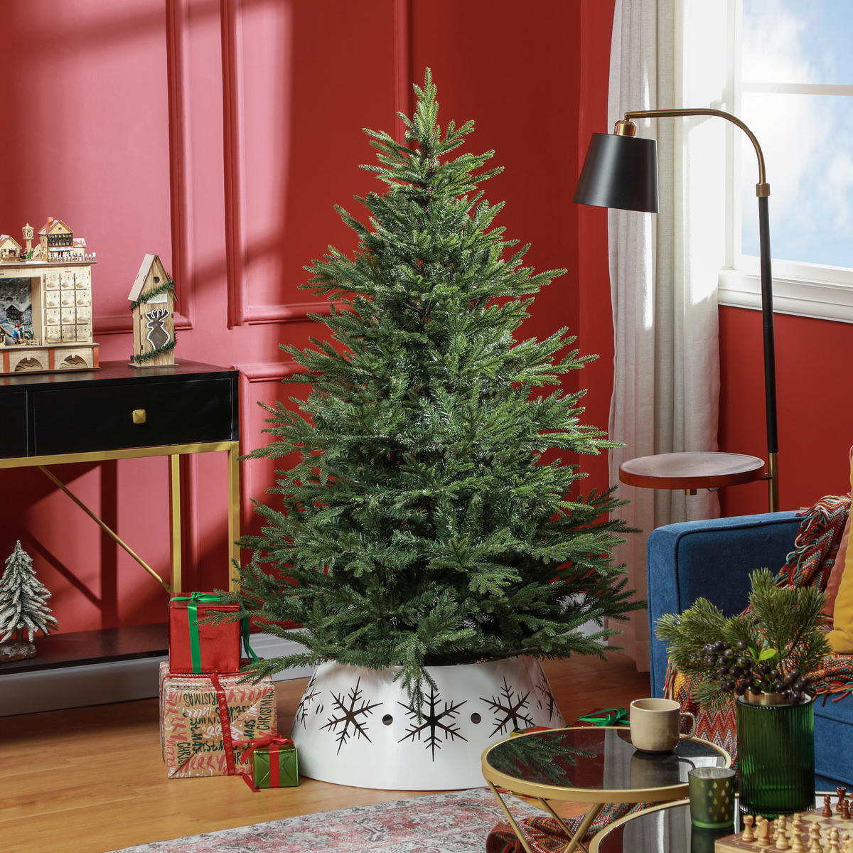 KÜNSTLICHER Weihnachtsbaum, 150 cm Christbaum mit 1724 Spitzen, Metallständer - Grün, Kunststoff (150cm) - HOMCOM