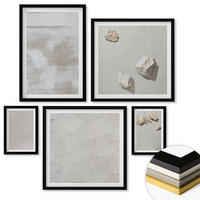 WANDBILDER 5er-Set - 50x50 cm & 20x30 cm & 40x60 cm Schwarzer Rahmen - Boho-Textur aus Sandsteinen - Schwarz, Kunststoff (40/60cm) - ArtPrintCave